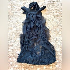 Black chiffon and lace halter top